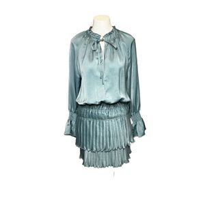P. Cill aqua long sleeve boho mini dress size S